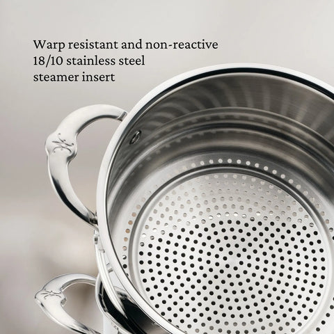 Hestan ProBond Luxe Stainless Steel Soup Pot with Steamer Insert, 3 qt.
