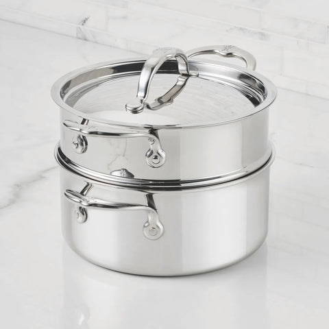 Hestan ProBond Luxe Stainless Steel Soup Pot with Steamer Insert, 3 qt.
