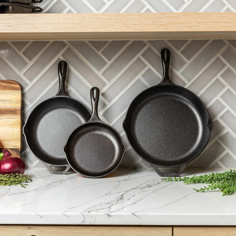 Lodge Chef Collection Set of 3 Skillets, 8", 10", & 12"
