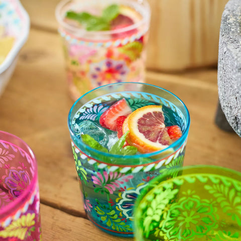 Sur La Table Floral Double Old-Fashioned Outdoor Glasses, Set of 4