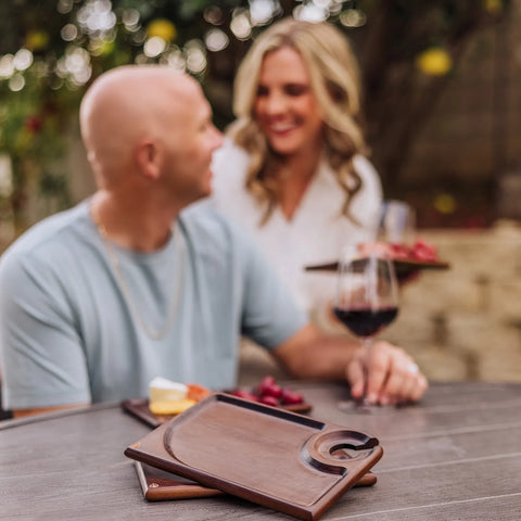 Picnic Time Rectangle Parawood Wine Appetizer Plates, Set of 4