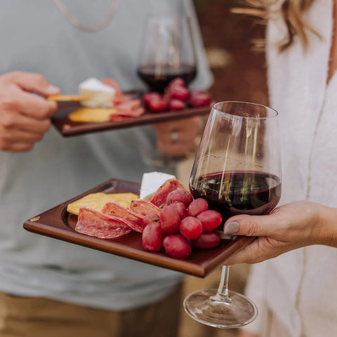 Picnic Time Rectangle Parawood Wine Appetizer Plates, Set of 4
