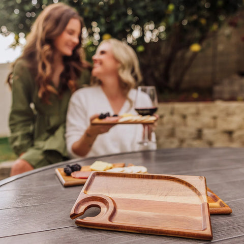 Picnic Time Acacia Wood Wine Appetizer Plates, Set of 4