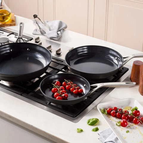 Zwilling Motion Hard-Anodized Ceramic Nonstick Skillet Set, 8", 10", & 12"