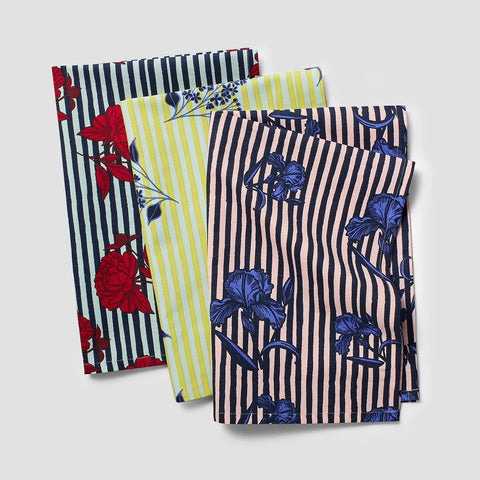 Mariana Velásquez x Sur La Table Assorted Floral Stripe Towels, Set of 3