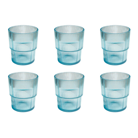 Tar Hong Ribbed Double Old-Fashioned Acrylic Glasses, Set of 6