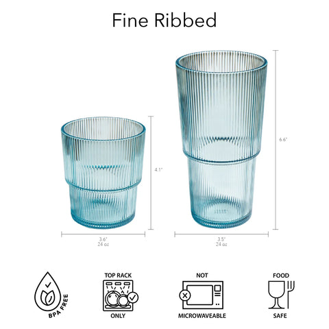 Tar Hong Ribbed Jumbo Acrylic Glasses, Set of 6