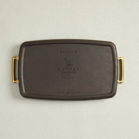 Smithey Polished Cast Iron Double Burner Griddle, 18"x12"