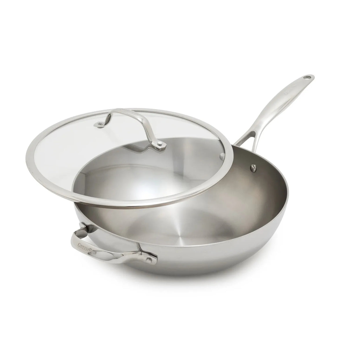 GreenPan Valencia Pro 3-Ply Stainless Steel Wok with Lid, 12"
