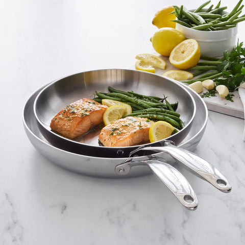 GreenPan Valencia Pro 3-Ply Stainless Steel Skillet Set, 10" & 12"