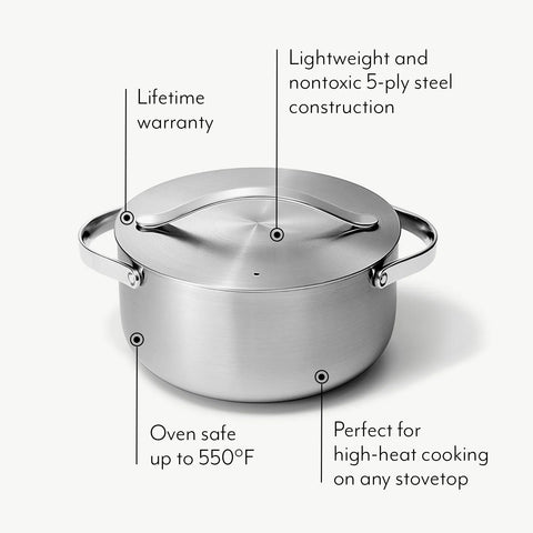 Caraway 5-Ply Stainless Steel Sauté Pan, 4.5 qt.