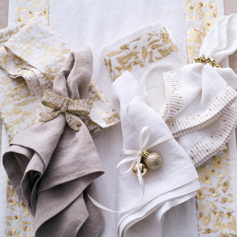 Sur La Table Beaded Linen Napkins, Set of 4